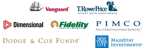 Vanguard T.Rowe Price Dimensional Fidelity PIMCO Dodge & Cox Funds New York LIfe MainStay Investments